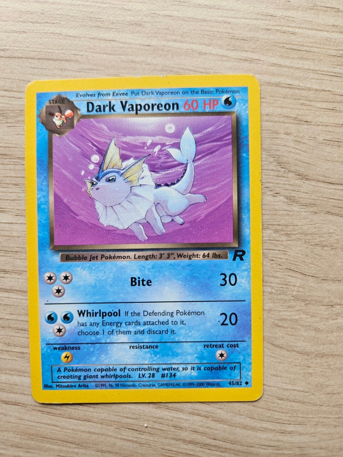 Dark Vaporeon 60 HP Pokémon Kaart - Wizards of the Coast, Ophalen of Verzenden