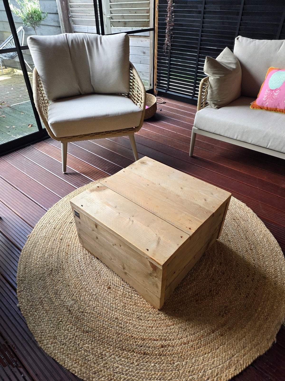 Dutchwood steigerhouten blok/ bijzet tafel, Ophalen, Gebruikt, Steigerhout, Bijzettafel