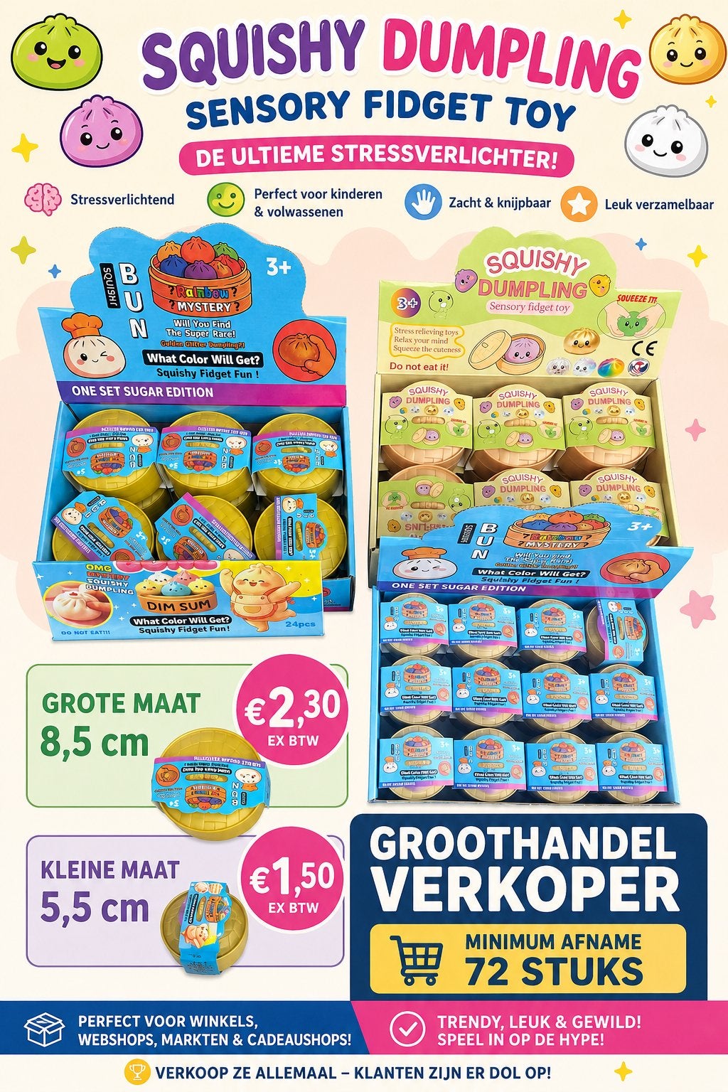 Squishy Dumpling Fidget Speelgoed - Stressverlichtend
