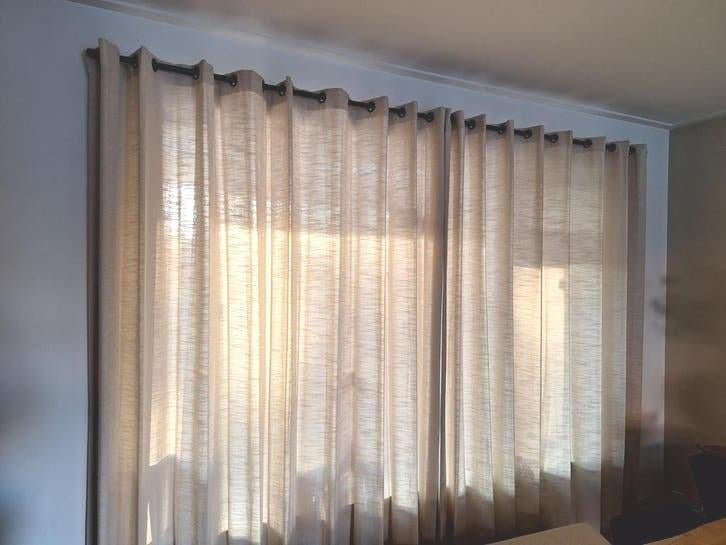 Ringgordijnen Karwei beige inclusief gordijnroede, Ophalen, Crème, 200 cm of meer, Zo goed als nieuw