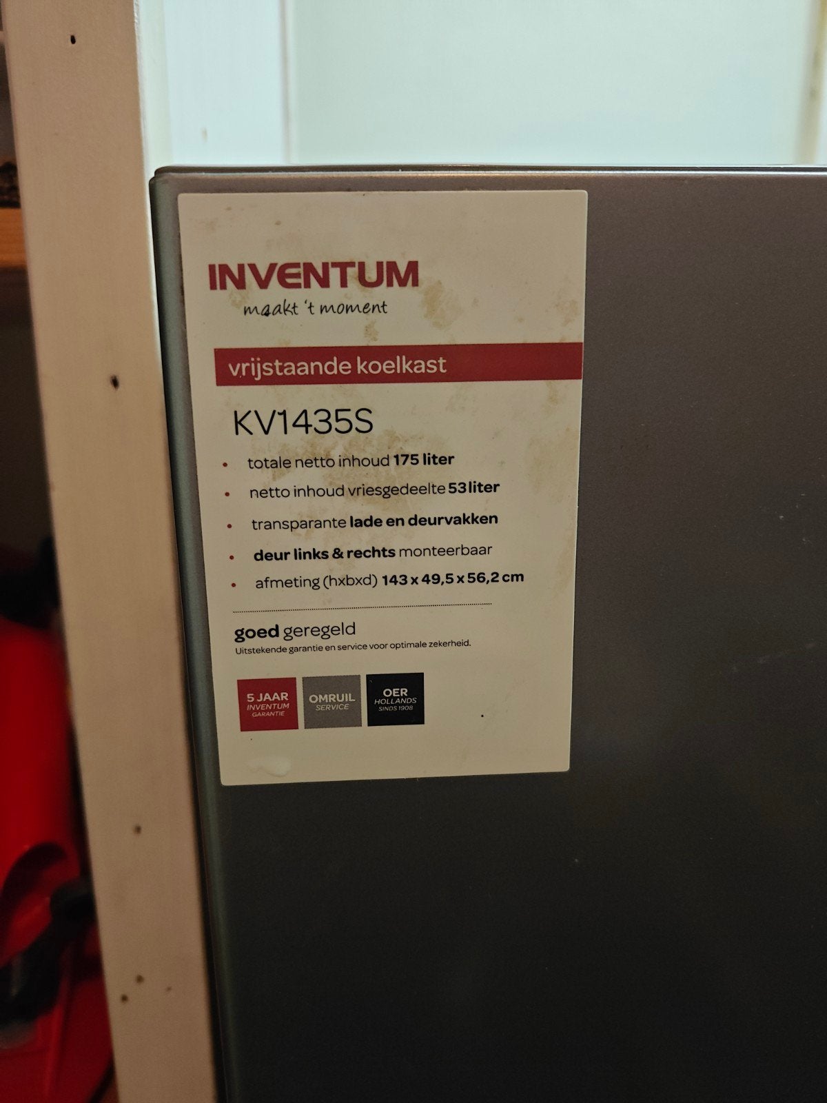 Inventum KV1435S Vrijstaande Koel-vriescombinatie, 150 tot 200 liter, Gebruikt, Met aparte vriezer, Ophalen of Verzenden