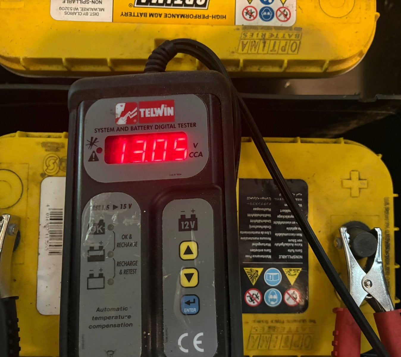 Optima Yellowtop Deepcycle AGM 12v 75Ah  YT S5.5 2 stuks, Ophalen, Gebruikt