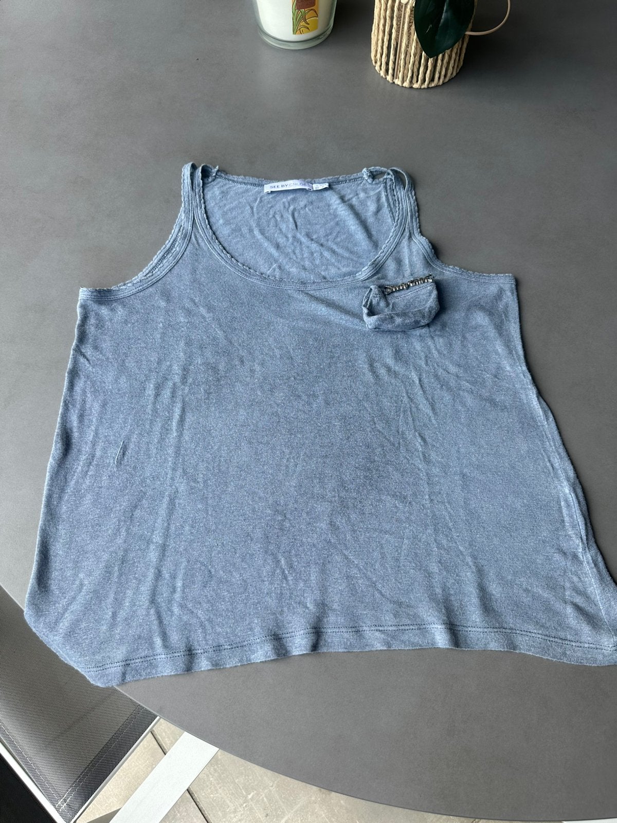 Blauwe See by Chloé top, mt 38 =40, Maat 38/40 (M), Chloe, Zonder mouw, Gedragen