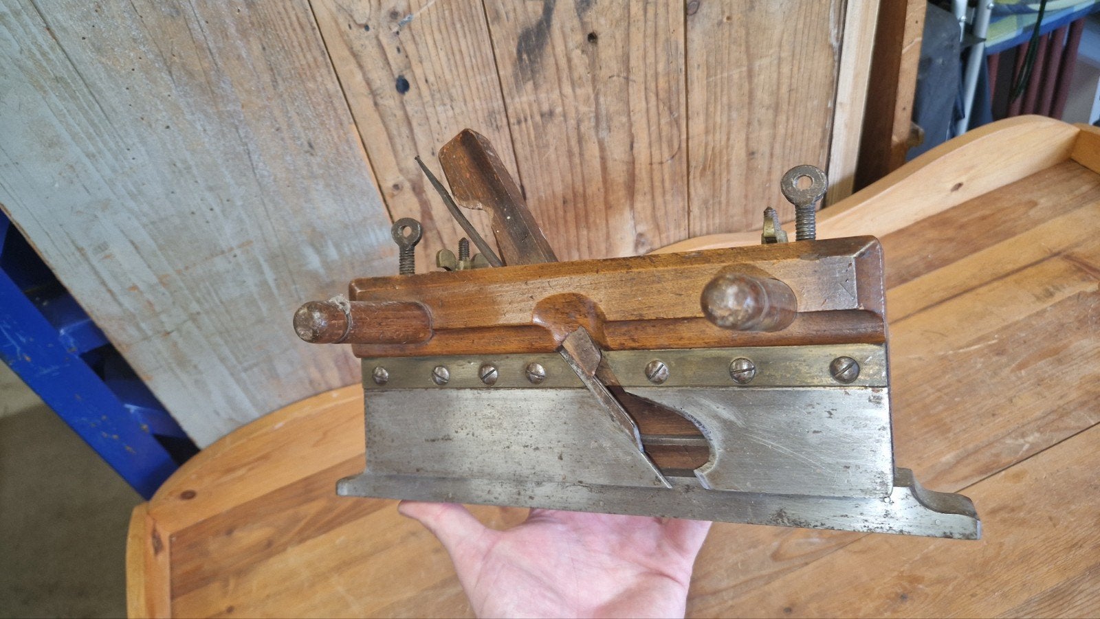 Indrukwekkende antieke sponningschaaf/veerploeg, Antiek en Kunst, Antiek | Gereedschap en Instrumenten, Ophalen of Verzenden