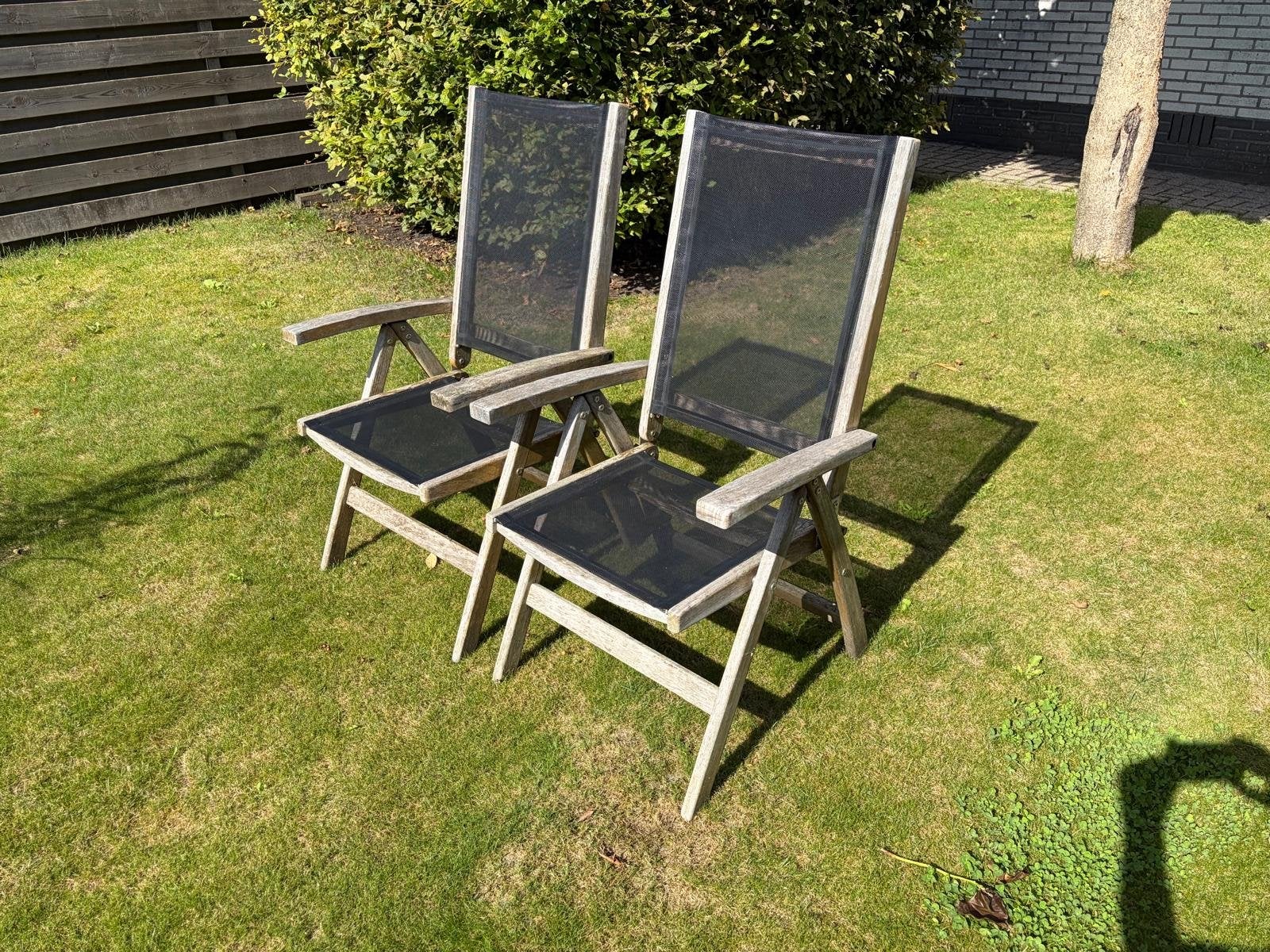 2 Queens Teak tuinstoelen - Gebruikt, goede staat, Ophalen, Gebruikt, Teakhout