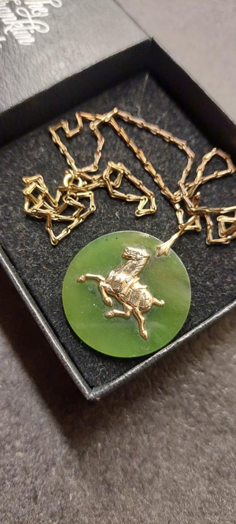 Franklin Mint 14k Gouden Paard Hanger met Ketting, Sieraden, Tassen en Uiterlijk, Kettingen, Met hanger, Ophalen of Verzenden