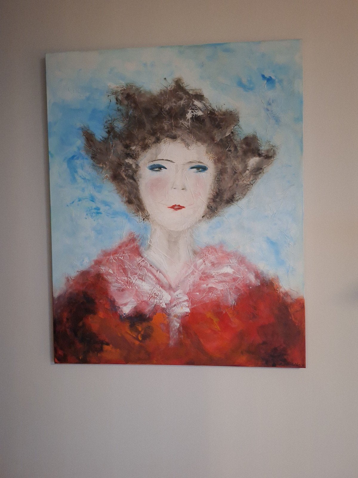 Modern Portret Schilderij van Editha de Vos (80x100 cm), Ophalen, Acrylverf, Handgeschilderd, Portret