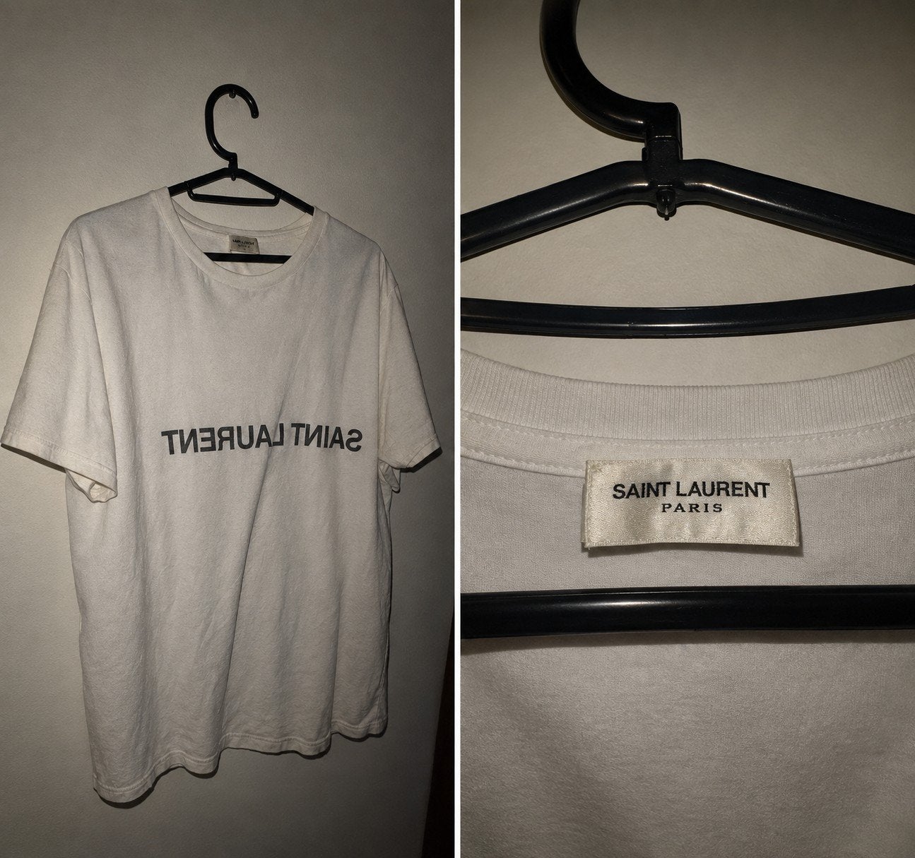 Saint Laurent T-shirt wit met logo, Wit, Saint Laurent, Ophalen of Verzenden, Zo goed als nieuw
