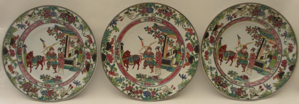 3x porseleinen familie rose Samson borden, ca. 1880/1900, Antiek en Kunst, Ophalen of Verzenden