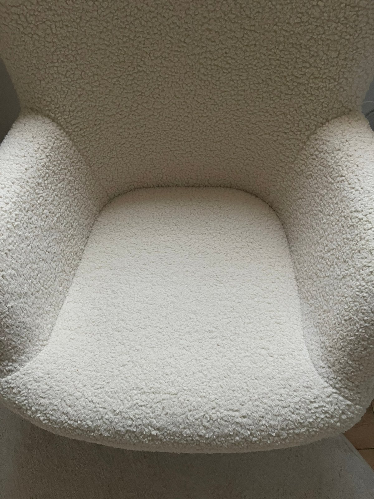 Mooie fauteuil off-white teddy, Ophalen, Zo goed als nieuw, 75 tot 100 cm, 50 tot 75 cm