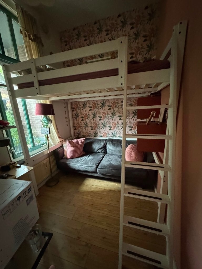 IKEA Stora Hoogslaper 140x200 cm - Wit Gebeitst, Huis en Inrichting, Ophalen, Gebruikt, Hoogslaper, Tweepersoons