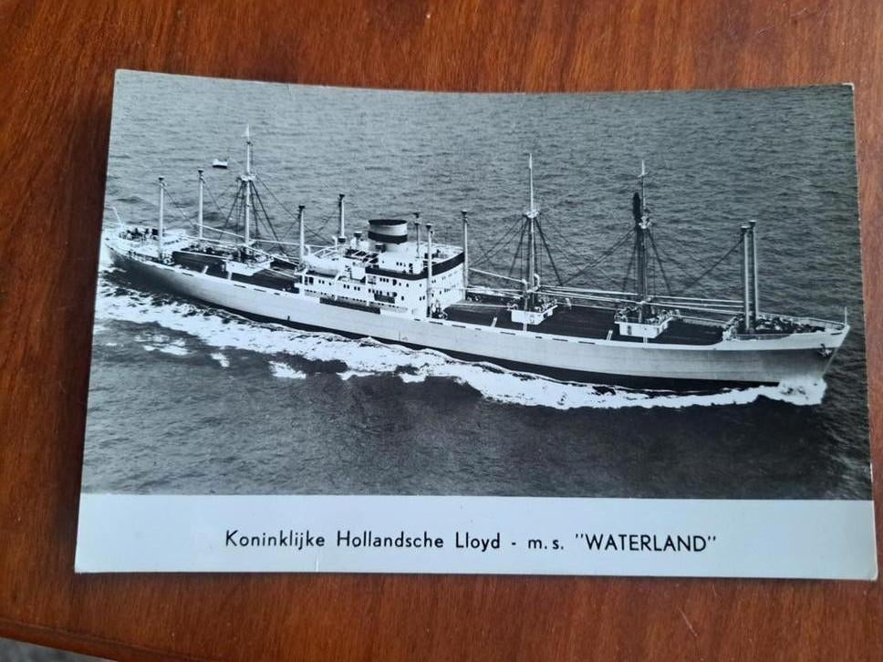 Ansichtkaart m.s. "WATERLAND" Koninklijke Hollandsche Lloyd, Ophalen of Verzenden, 1940 tot 1960, Ongelopen