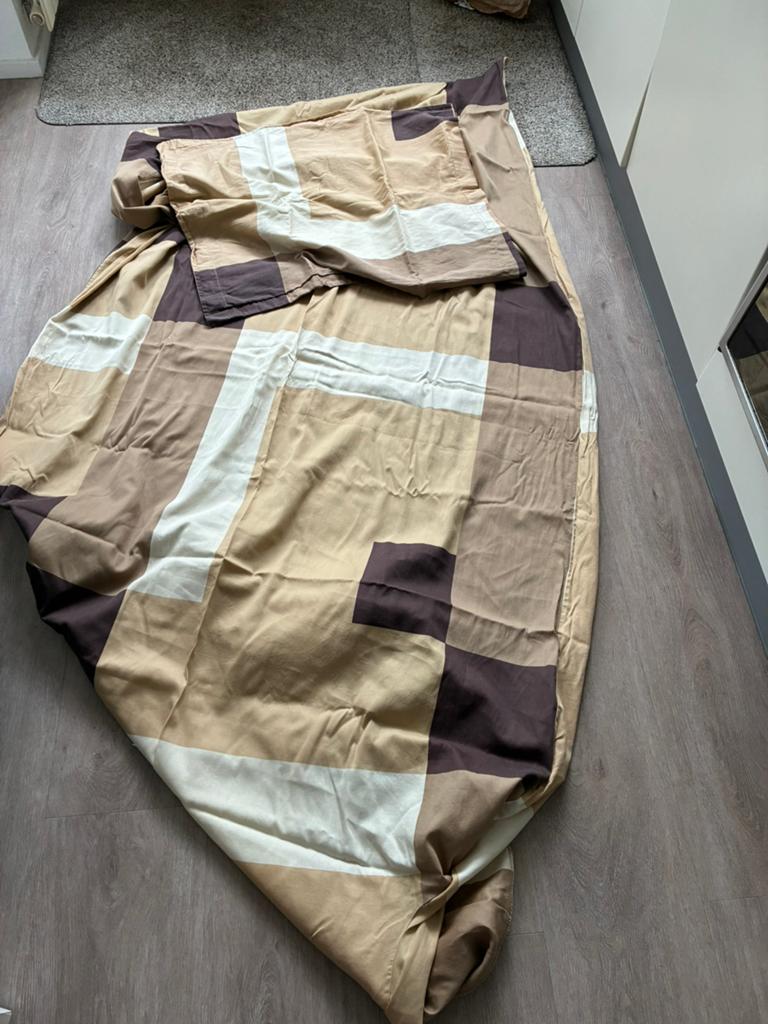Retro design Van Dyck eenpersoons dekbedhoes met sloop, Huis en Inrichting, Slaapkamer | Beddengoed, Gebruikt, Eenpersoons, Bruin