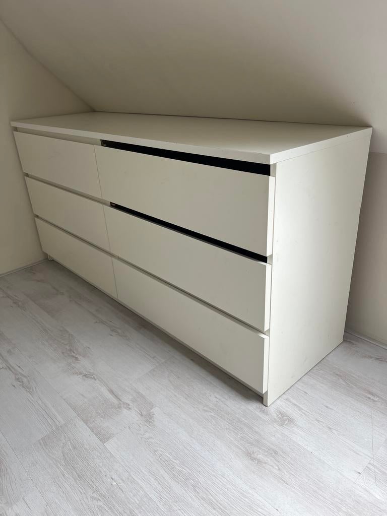 2 stuks IKEA MALM ladekast met 6 lades, wit, Ophalen, Gebruikt, 5 laden of meer, 150 tot 200 cm