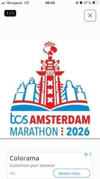 Startbewijs HELE Marathon van Amsterdam., Eén persoon, Oktober