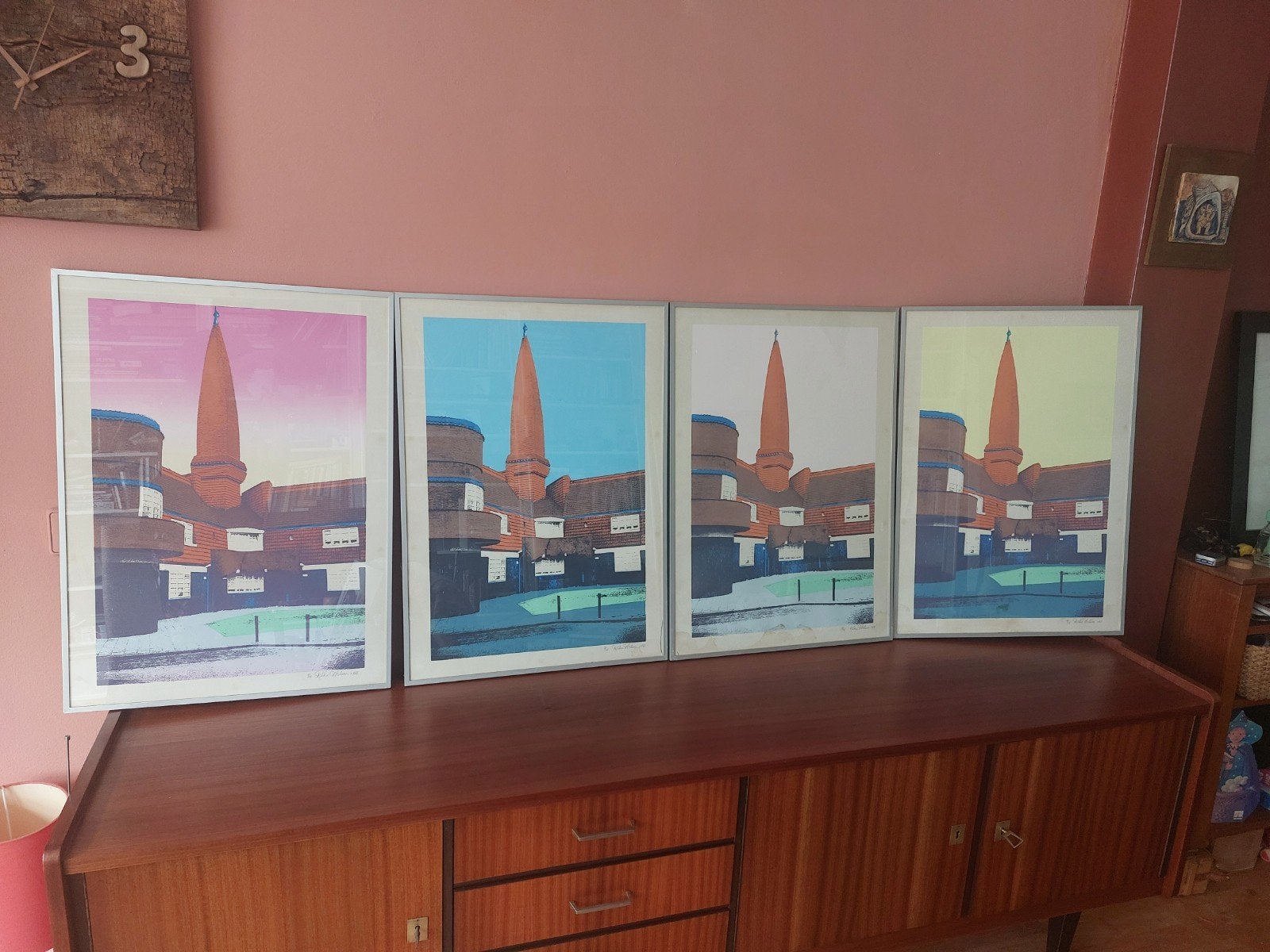 Set van 4 zeefdrukken van Het Schip door Kirk Wilson, Antiek en Kunst, Ophalen