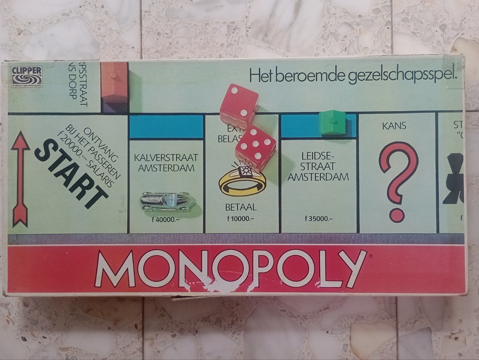 Monopoly (Clipper) - Doos beschadigd, geen spelregels, Drie of vier spelers, Ophalen of Verzenden, Gebruikt, Clipper