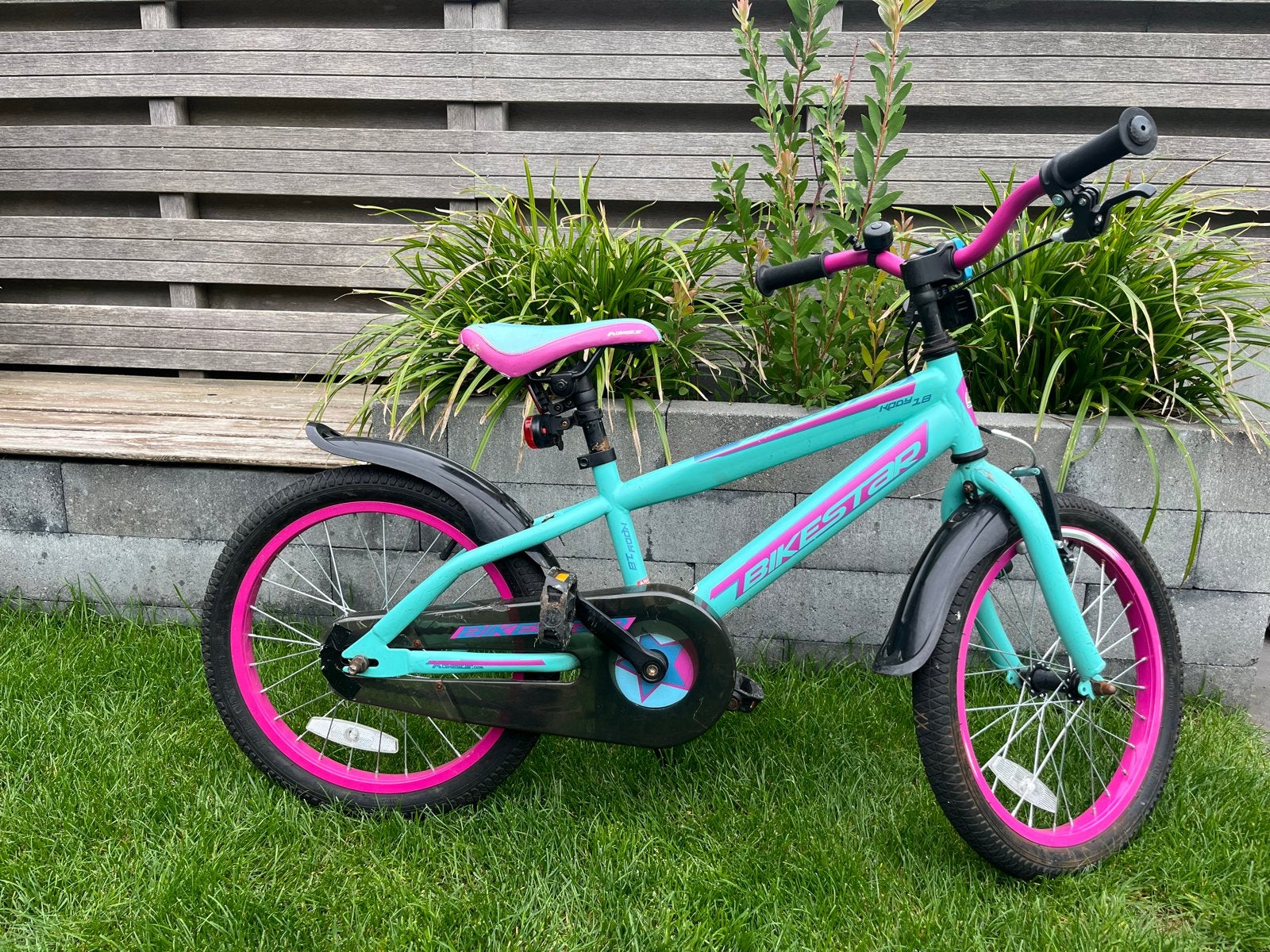 Bikestar 18 inch kinderfiets, Ophalen, Gebruikt, Velgrem, 20 inch of meer