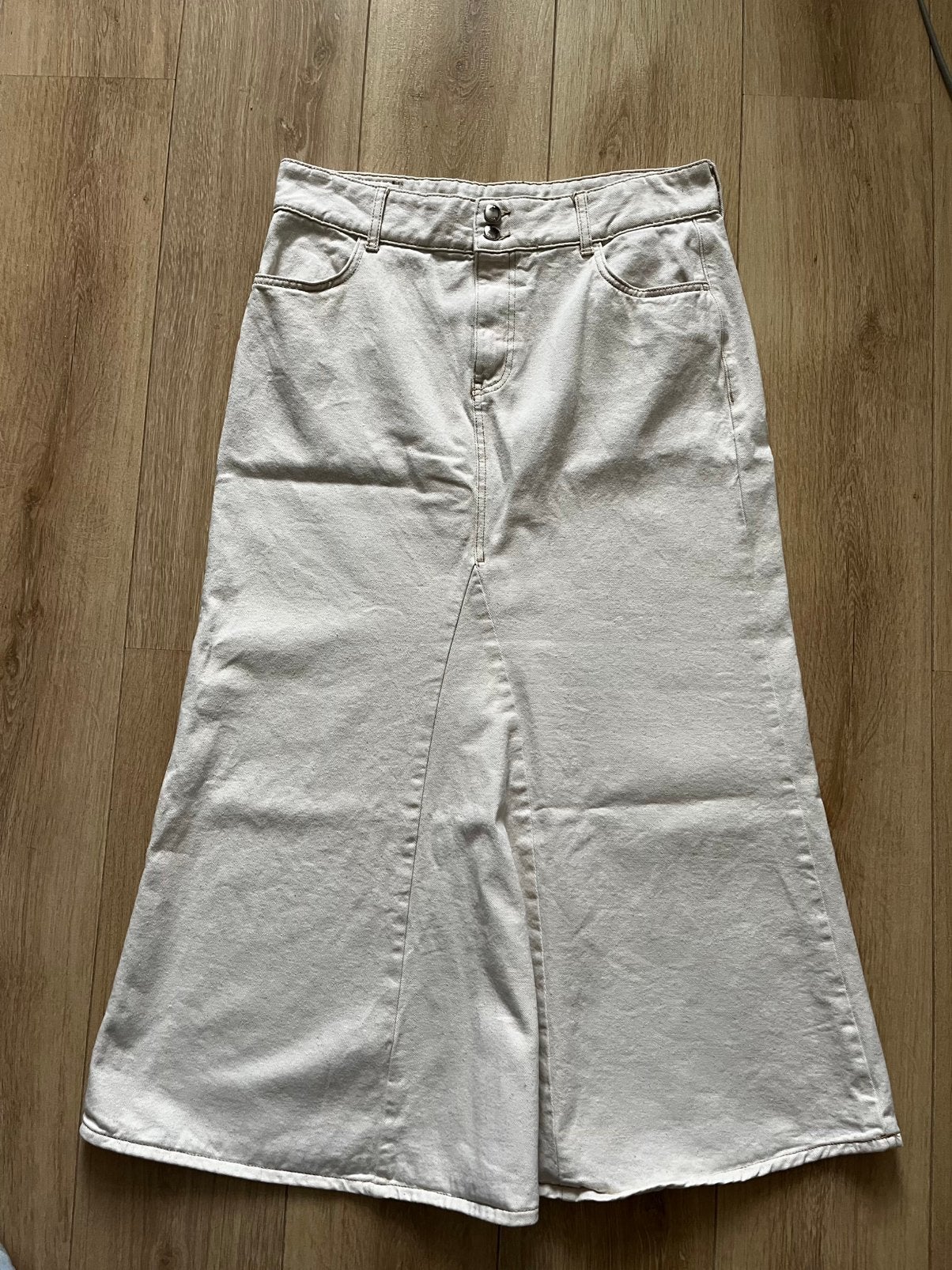 Zara geweldige lange jeansrok ecru L A-lijn, Overige kleuren, Maat 42/44 (L), Ophalen of Verzenden, Zo goed als nieuw