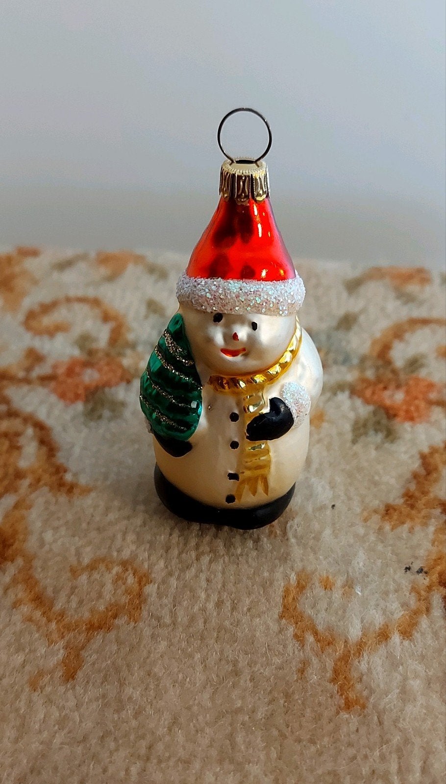 Mooie vintage kerstbal sneeuwpop, Ophalen of Verzenden
