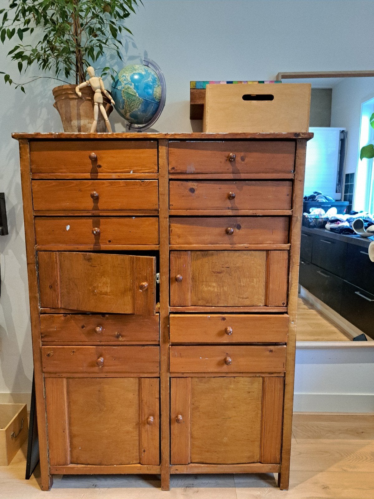 Prachtige grote oude vintage ladenkast kast, Ophalen, Gebruikt, 50 tot 75 cm, 100 tot 150 cm