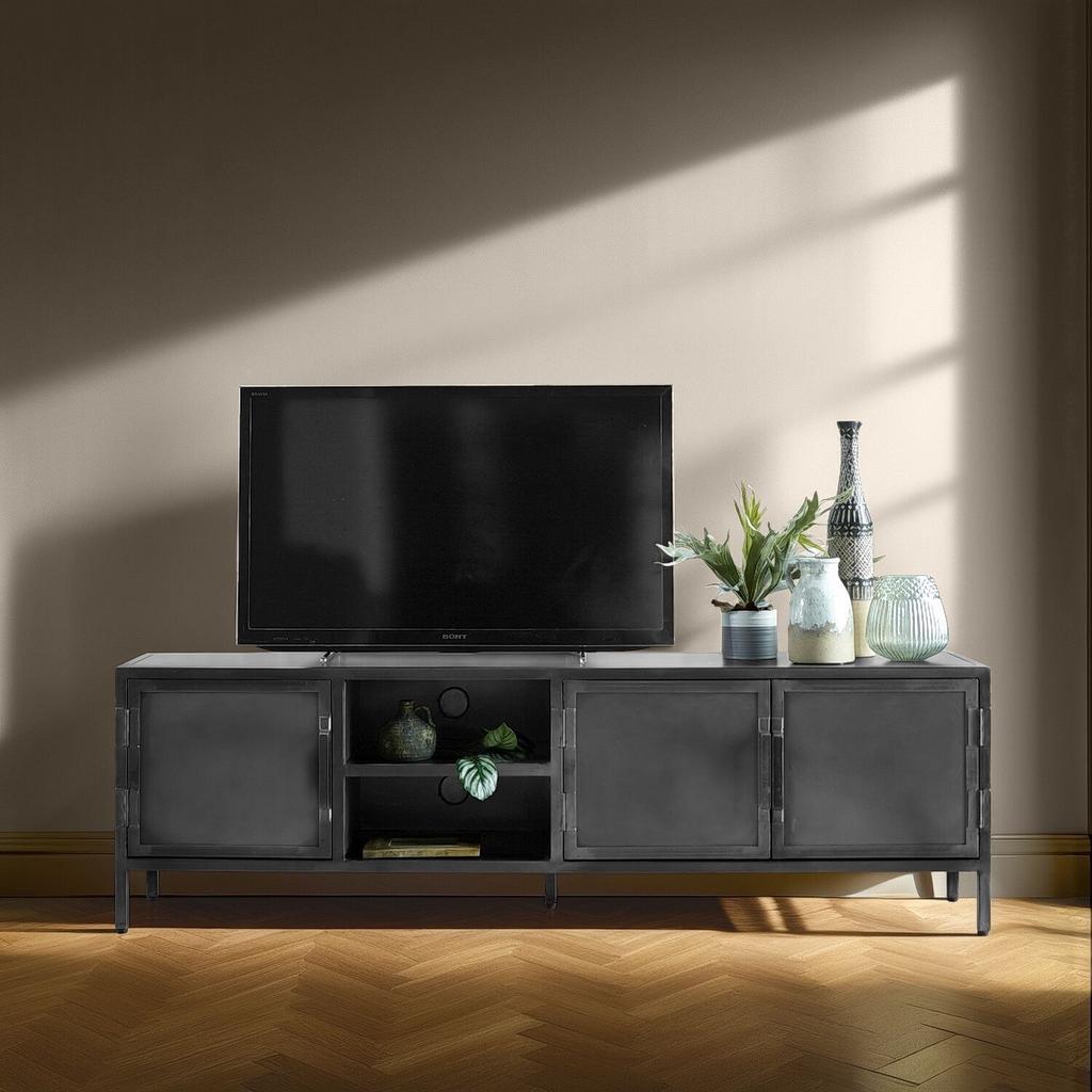 Industriële tv meubel met kleine gebruikerssporen, Gebruikt, 150 tot 200 cm, Info@prontowonen.nl, Minder dan 100 cm