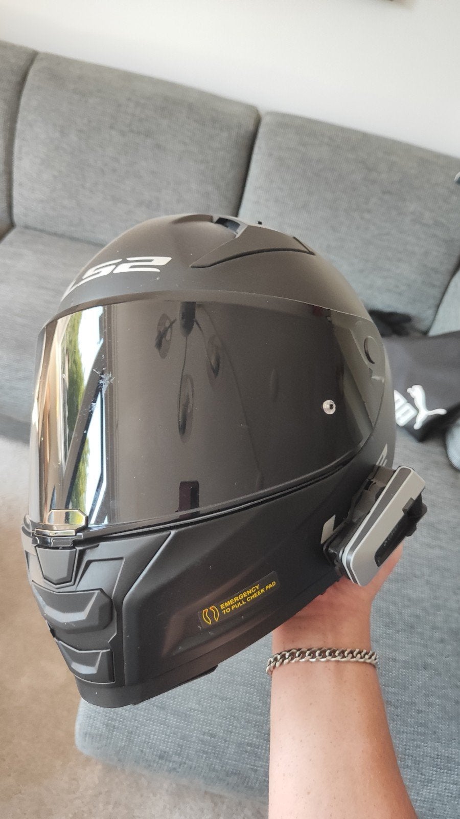 LS2 helm met Cardo, Overige merken, M, Ophalen of Verzenden, Integraalhelm