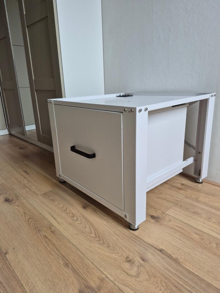 Bodo Wasmachine Verhoger met Opberglade - Wit - Z.G.A.N., Ophalen, Zo goed als nieuw, 1200 tot 1600 toeren, 85 tot 90 cm