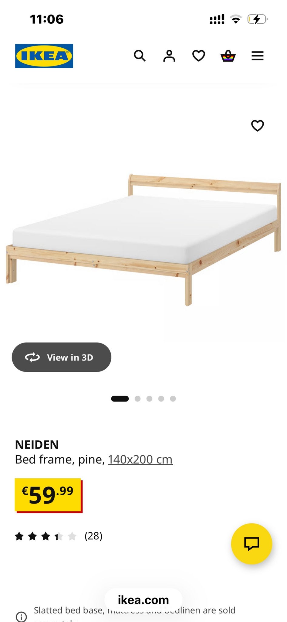 GRATIS: IKEA bedframe 140x200 met lattenbodem en matras, Huis en Inrichting, Gebruikt, Overige kleuren, Tweepersoons, 200 cm