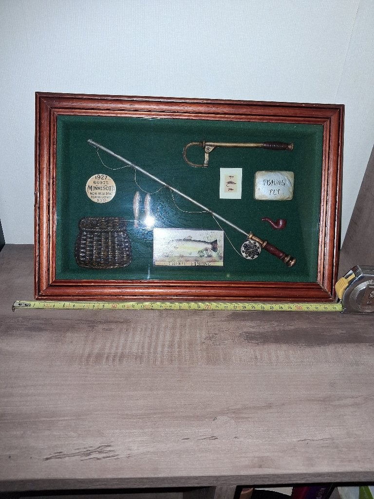 Vintage 3D vliegvis diorama / shadow box, Ophalen of Verzenden, Minder dan 50 cm, Schilderij