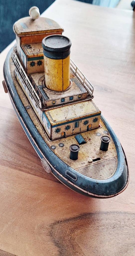 Vintage blikken speelgoed sleepboot Neptune, made in Japan., Ophalen of Verzenden