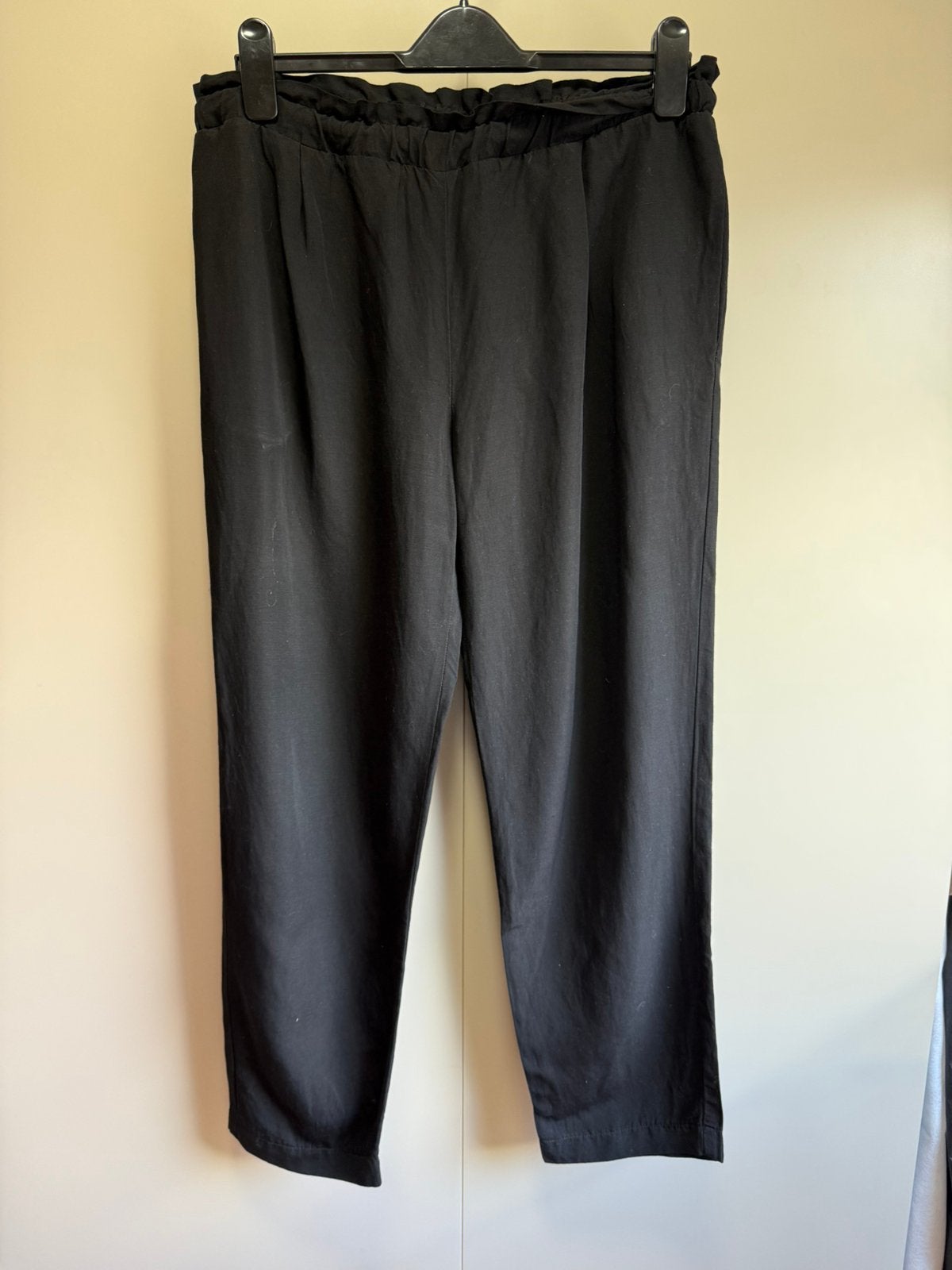 Pomandere zwarte broek wijde pijp viscose linnen mix / 40, Maat 38/40 (M), Zwart, Ophalen of Verzenden, Zo goed als nieuw