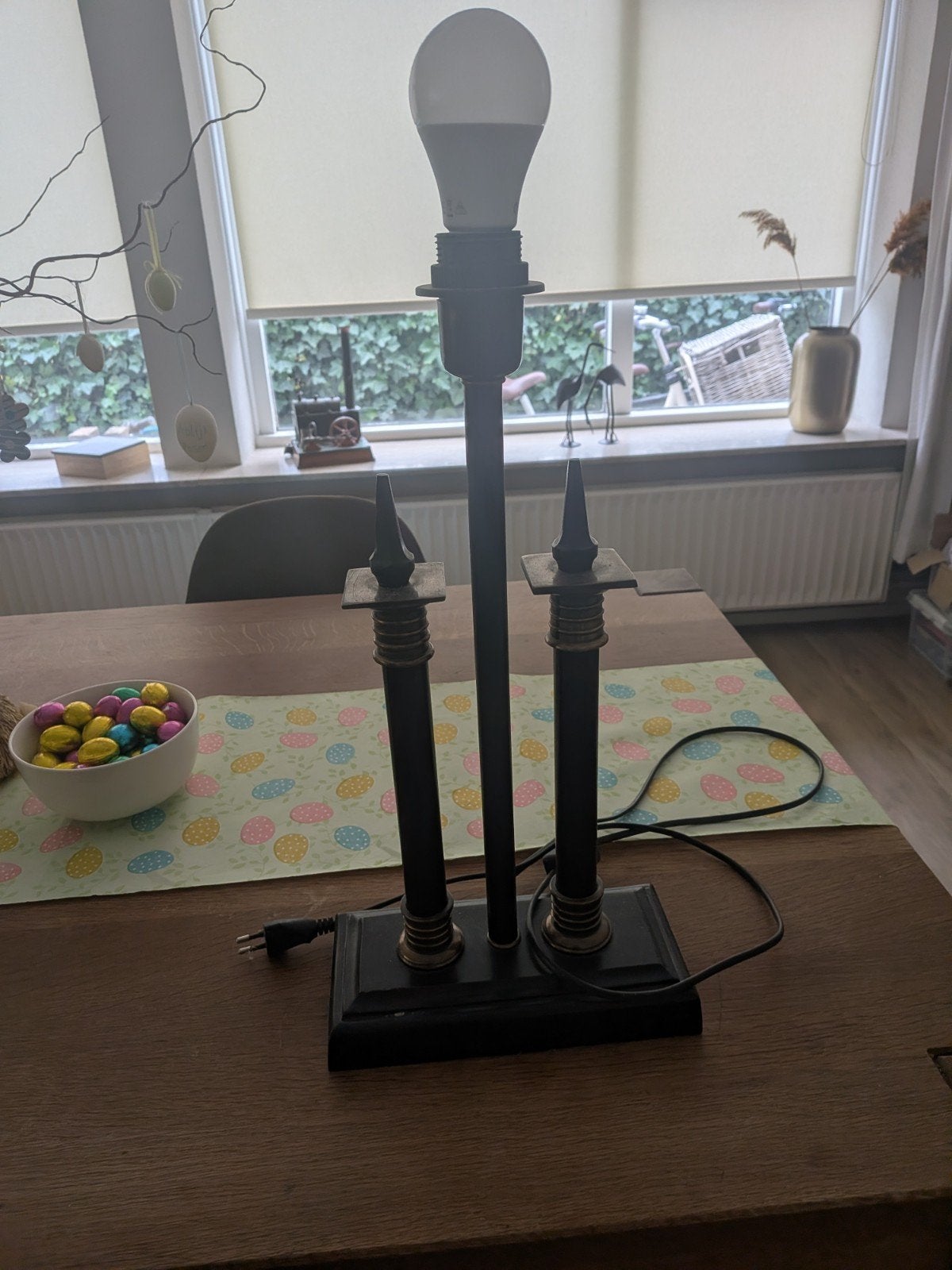 Vintage tafellamp met E27 fitting, Ophalen, Gebruikt, Vintage, E27 (groot)