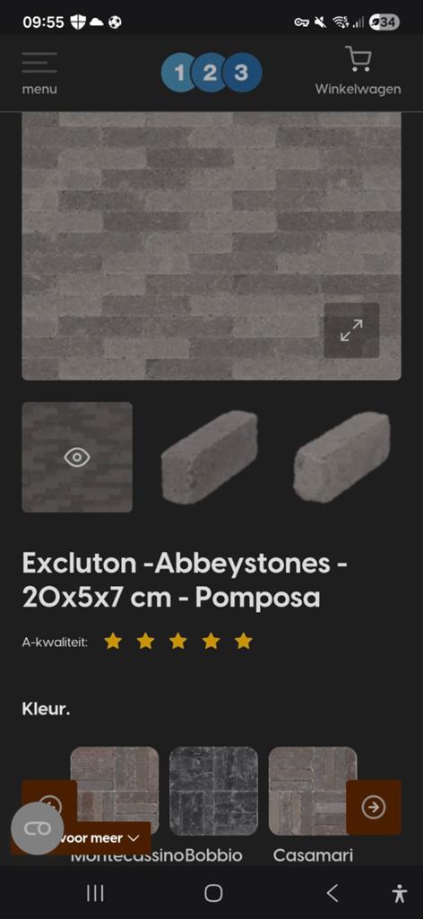 Ruim 200 stuks Excluton -Abbeystones - 20x5x7cm - Pomposa, Tuin en Terras, Tegels en Klinkers, Ophalen, Klinkers, Zo goed als nieuw