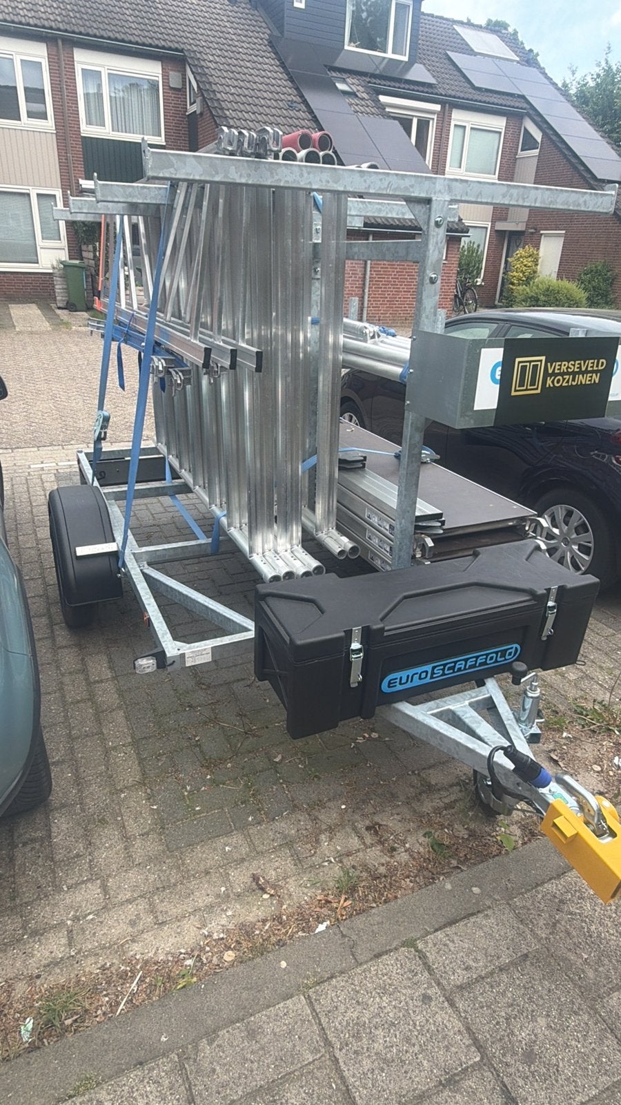 Steigeraanhanger compleet met uitloop console, Doe-het-zelf en Verbouw, Steigers, Ophalen, Zo goed als nieuw, Rolsteiger of Kamersteiger