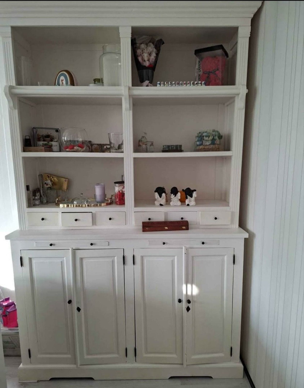Gratis op te halen: Witte buffetkast met vitrine, Ophalen, Gebruikt, 100 tot 150 cm, 200 cm of meer