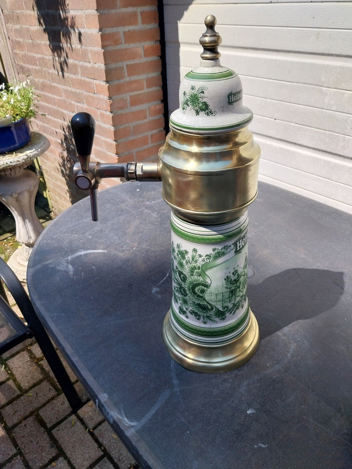Heineken biertap porseleinen messing, Ophalen, Gebruikt