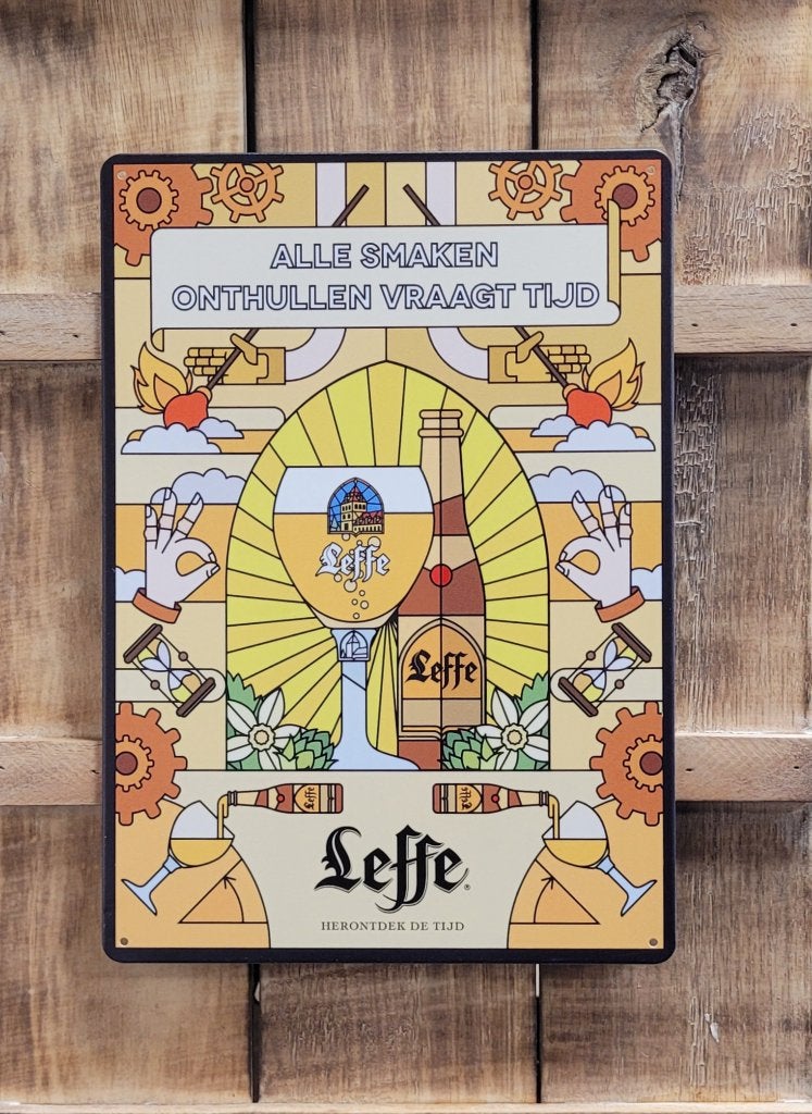 Leffe bier logo reclamebord van metaal wandbord decoratie, Ophalen of Verzenden, Nieuw, Reclamebord, Plaat of Schild, Overige merken