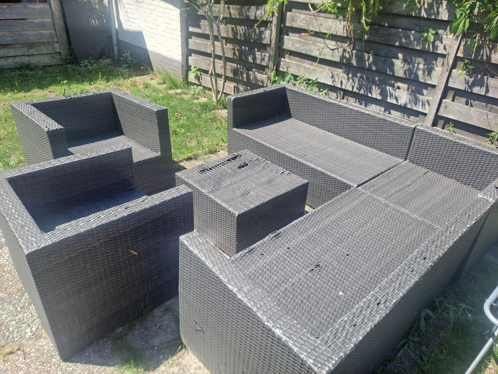 Loungeset met beschadigingen fonteyn, Tuin en Terras, Tuinsets en Loungesets, Ophalen, Meer dan 8 zitplaatsen, Loungeset, Wicker