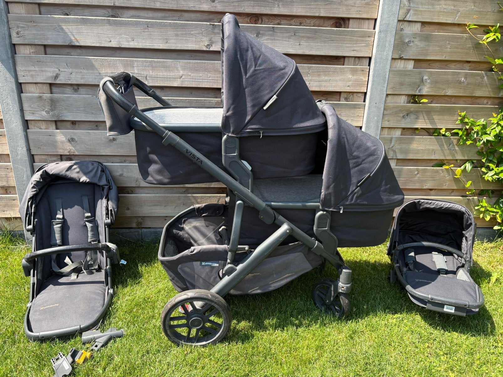 Zwarte uppa vista v2 duo - tweeling kinderwagen, Ophalen, Zo goed als nieuw, Overige merken