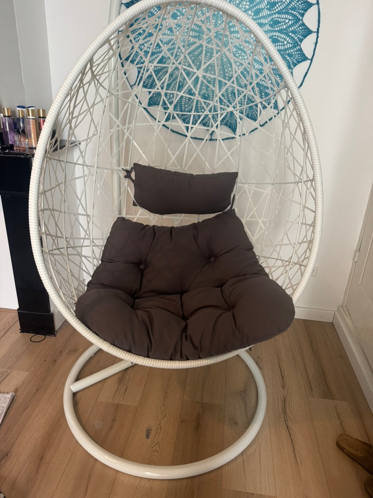 Hangstoel swing met standaard - wit - ø104x200 cm, Ophalen, Gebruikt, Wit, Overige materialen