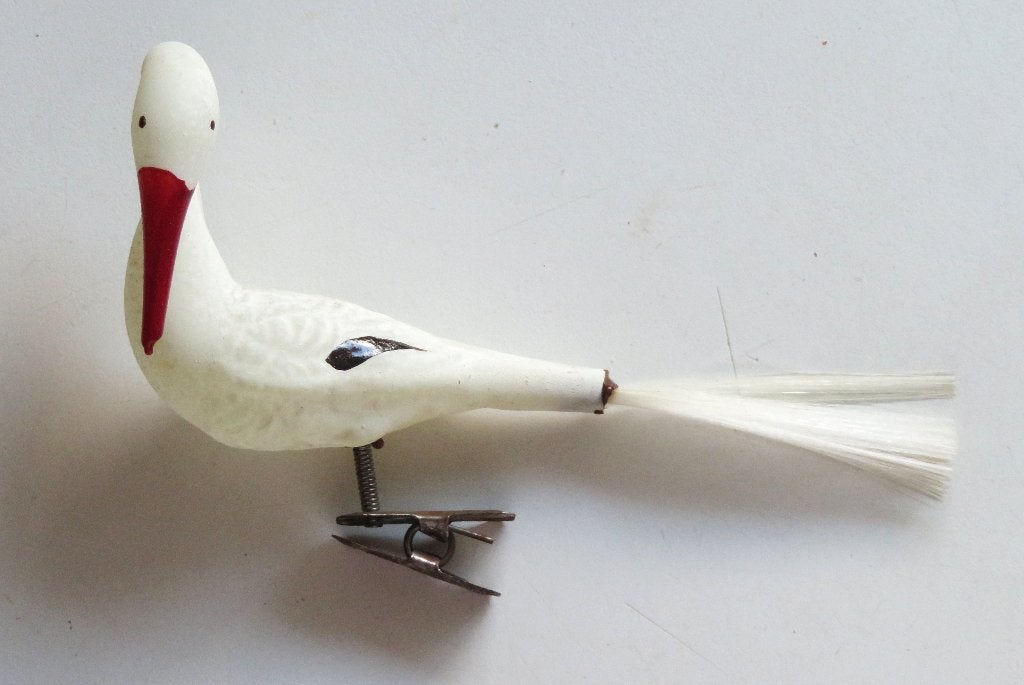 Oude Kerstbal: Vogel op knijper: Grote Zwaan, Ophalen of Verzenden