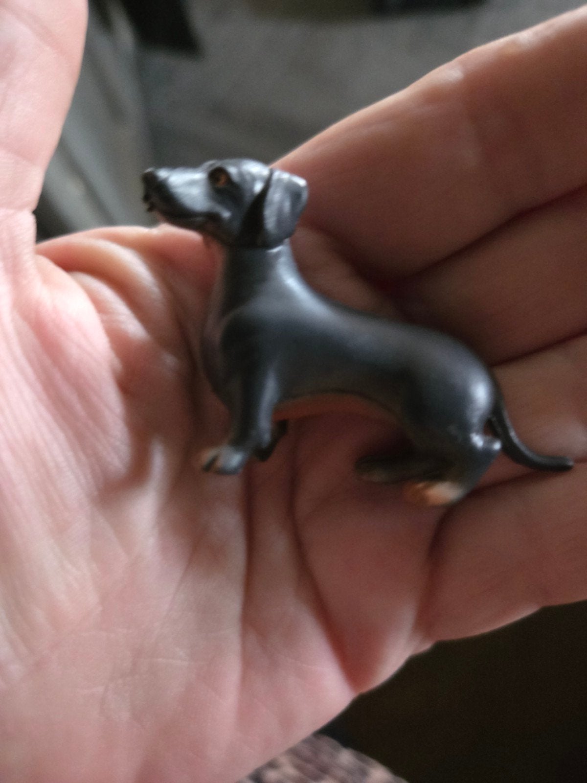 Miniatuur Teckel Figuur - Rubber, Ophalen of Verzenden