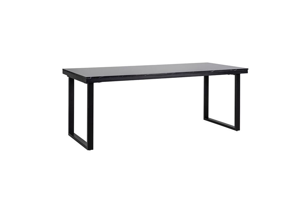 Richmond Eettafel Marmerlook Zwart met IJzeren Poten, Ophalen, Gebruikt, 200 cm of meer, 50 tot 100 cm