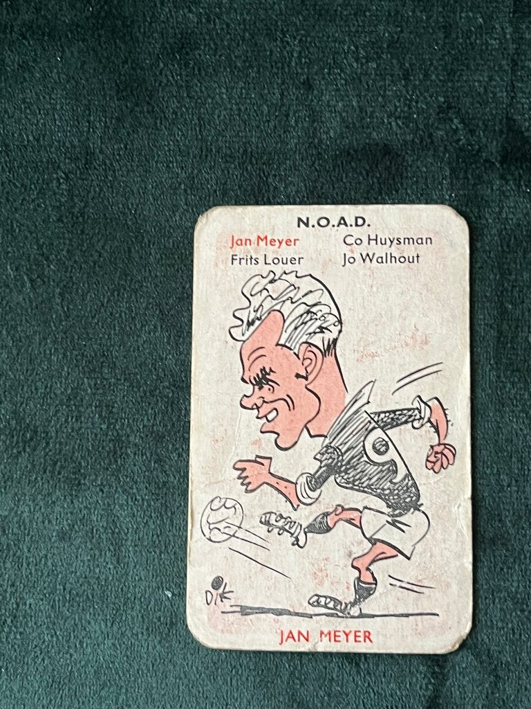 Jan Meyer karikatuur Dik Bruynesteyn Monty voetbalplaatje, Verzamelen, Sportartikelen en Voetbal, Ophalen of Verzenden, Gebruikt
