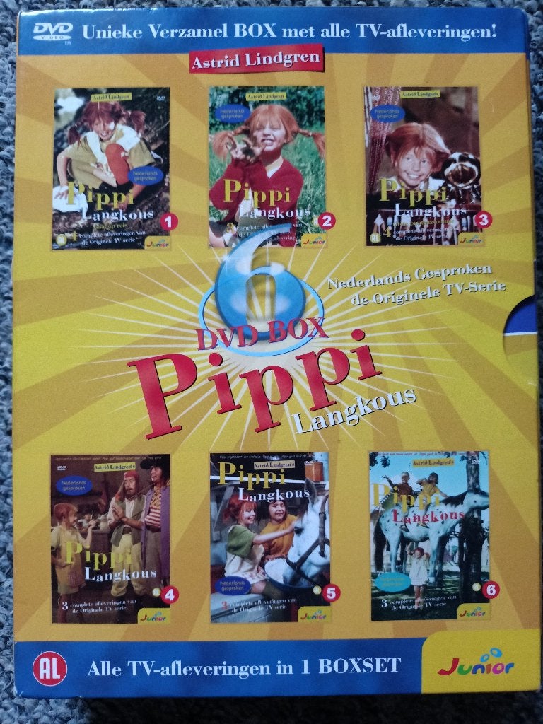 Pippi Langkous - De complete TV-serie (6 DVD Box) Pipi, Cd's en Dvd's, Alle leeftijden, Zo goed als nieuw, Actie en Avontuur, Complete serie