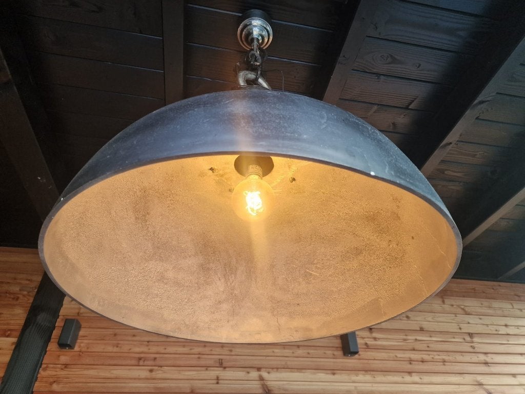 Grote industriële hanglamp Ø70 cm, zwart/goud, nieuwstaat, Ophalen, Overige fittingen, Zo goed als nieuw, Metaal