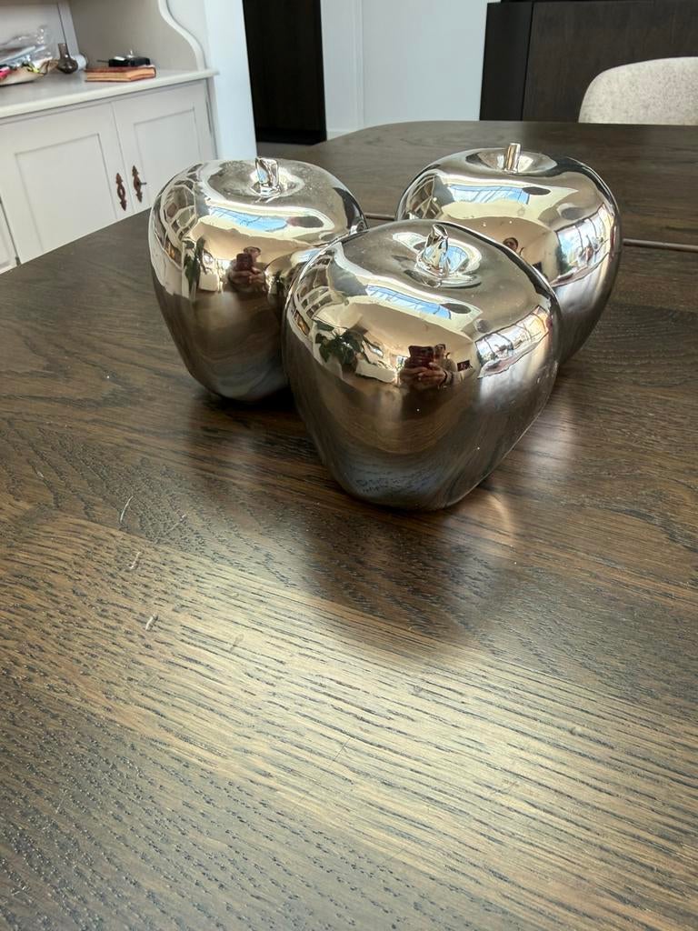 Decoratieve appel zilver kleurig, Overige kleuren, Ophalen of Verzenden, Minder dan 50 cm, Glas