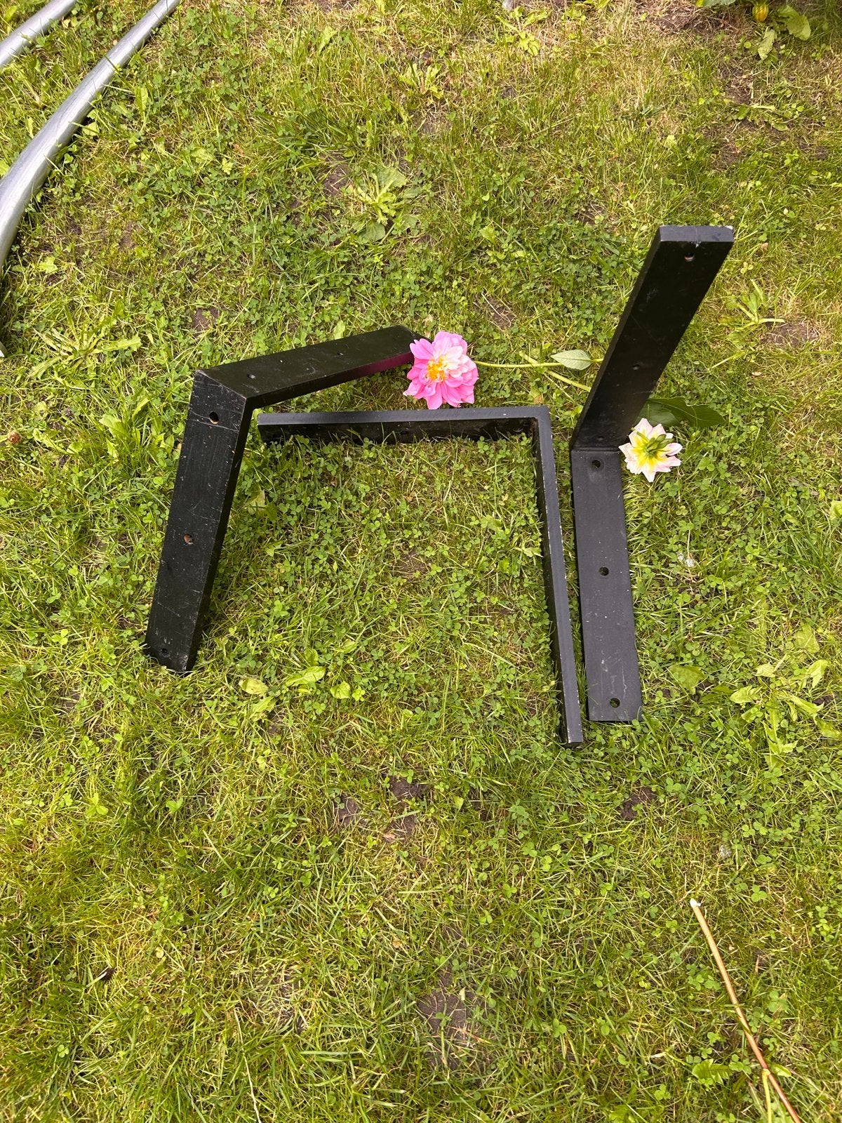 Zware metalen hoeksteunen zwart 35x40cm, 10mm dik, Ophalen, Gebruikt, 250 mm of meer, Overige typen