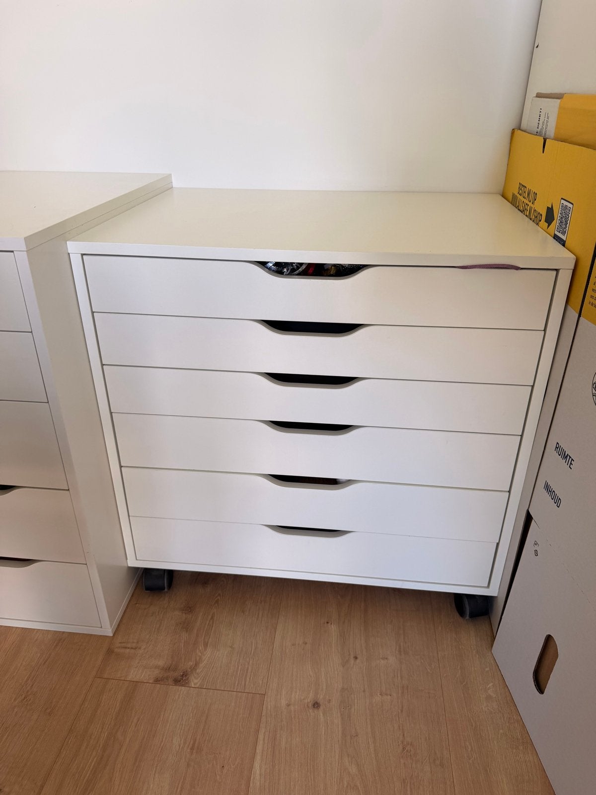 IKEA Alex ladeblok op wielen, wit 67x66cm, Ophalen, Kunststof, Gebruikt, 5 laden of meer